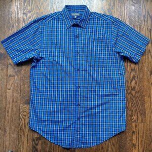 Denver Hayes plaid blue short sleeve button down shirt /Classic Fit- size Medium